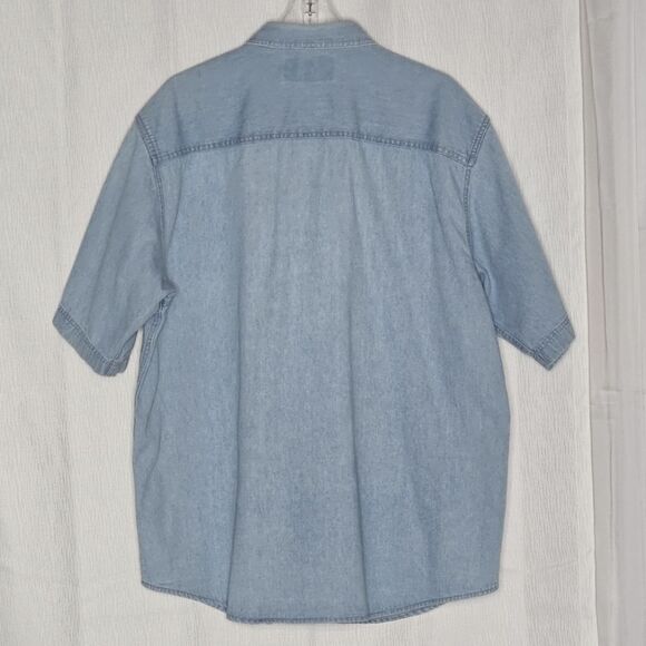 Harley-Davidson Vintage Big & Tall Short Sleeve Washed Denim Button Front Shirt - Picture 3 of 12